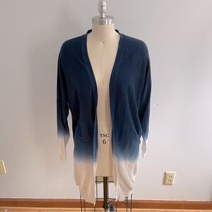 Three Dots x Nordstrom Blue Ombré Long Open Cardigan- Size Extra Small- NWT